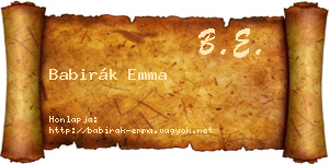 Babirák Emma névjegykártya