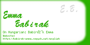 emma babirak business card